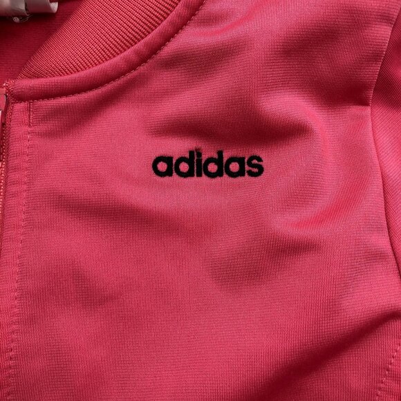 Adidas Girls Size 6X Pink Track Jacket Full Zip Sweatshirt Active Running - Picture 4 of 5